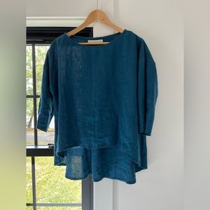 NotPerfectLinen Washed linen cropped front top LEAF